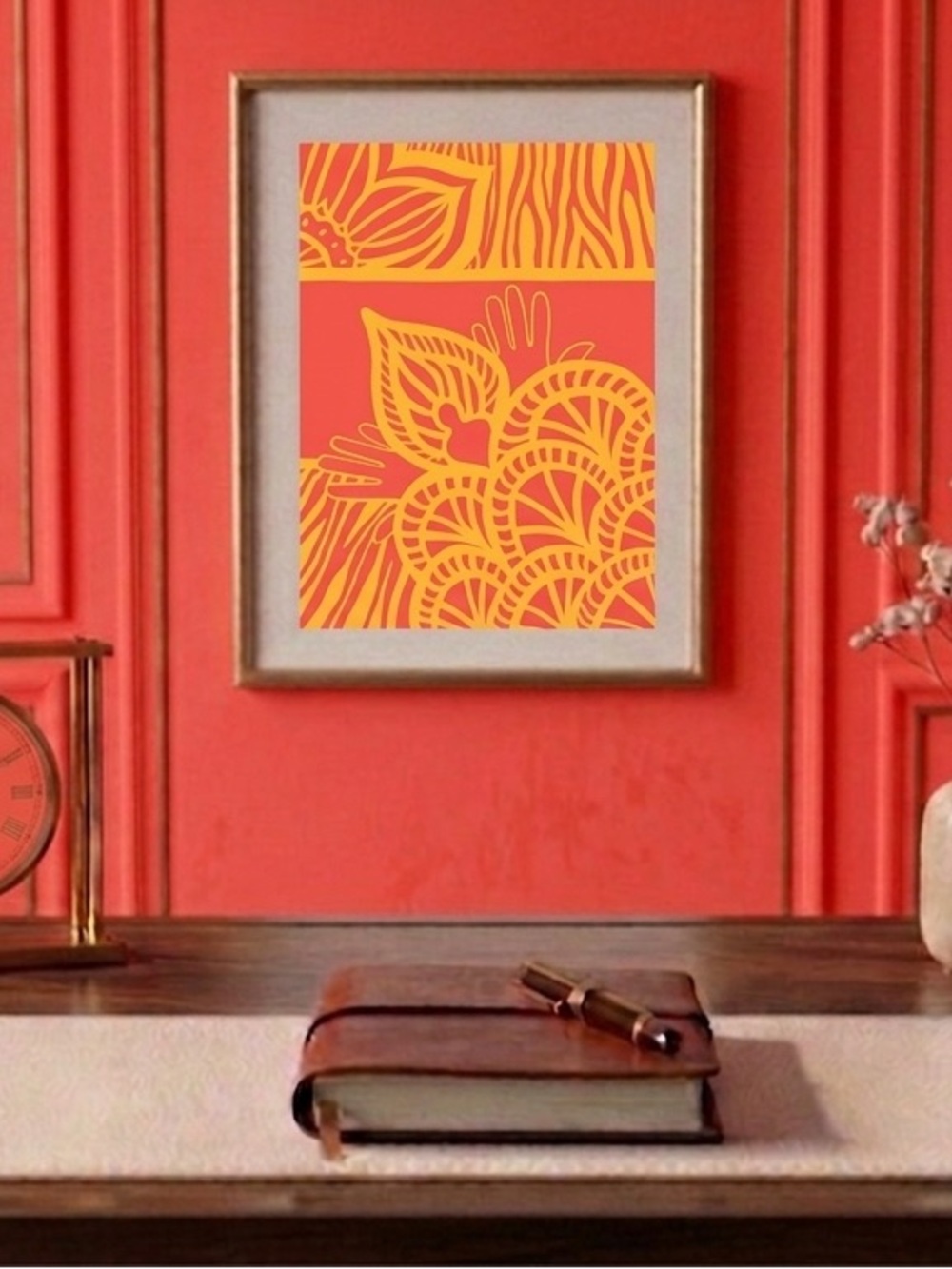 Painting By Khephra Vibrant Orange and Yellow Patterned Notebook